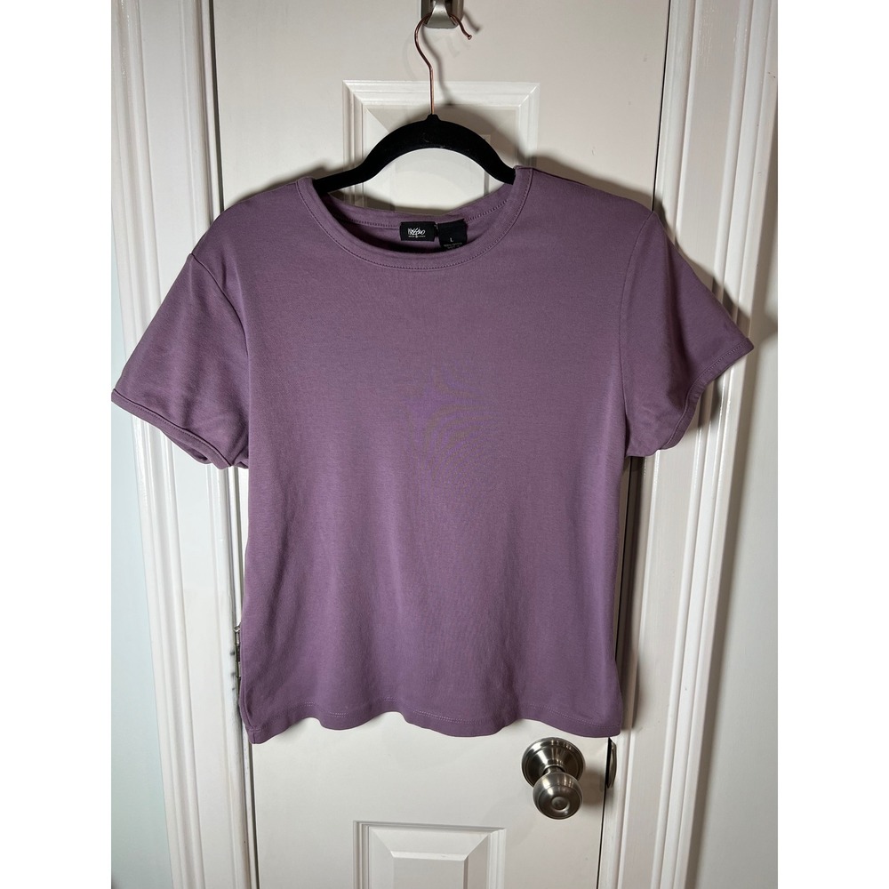 Mossimo Womens Purple Short Sleeve Crew Neck 100% Cotton T-Shirt Size L